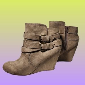 Brown Brushed Bootie with Buckles